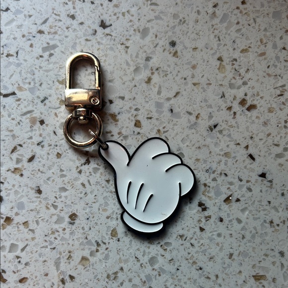 Disney Accessories - Disney Mickey Mouse- White Hand Charm Keychain with gold accents